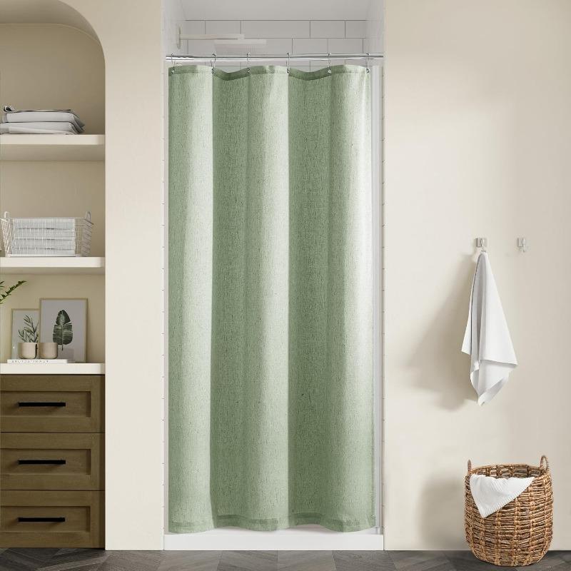 Natural Cream Linen Shower Curtain Country Boho Farmhouse Bathroom Decor Beige Shower Curtains for Bathroom Neutral Cloth