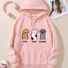 Autumn Winter Women Creative Personality Three Cat Paw Pattern Print Hooded Sweatshirt Loose Comfortable Casual Sport Long Sleeves Hoodies