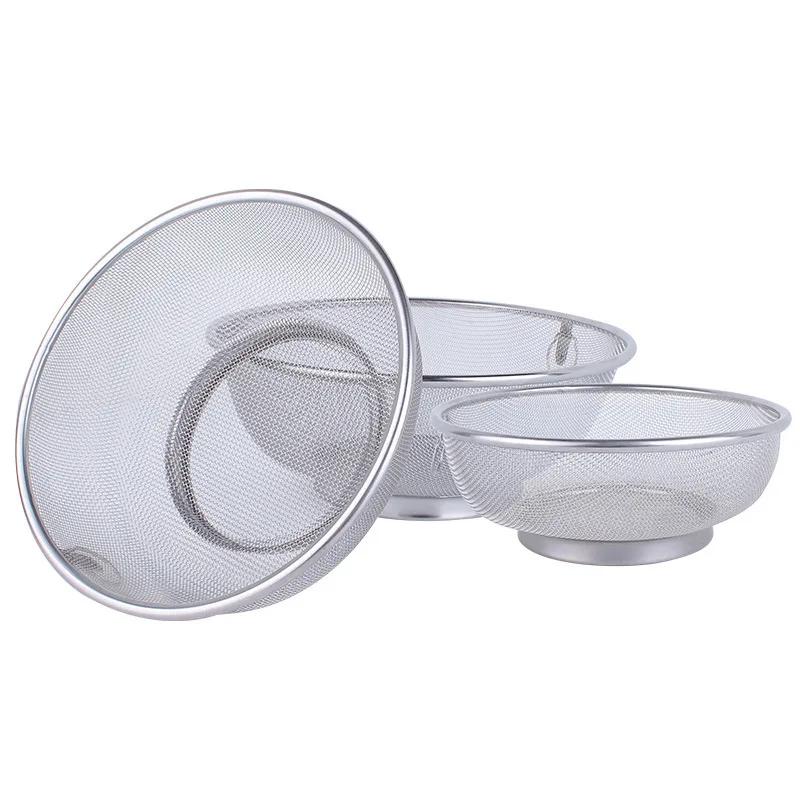 Mesh Stainless Steel Strainers Kitchen Draining Washing Basket Fruit Vegetable Washing Colanders Leakage Basin Soaking Wash Bowl