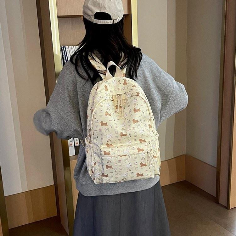 Japanese Ins Floral Dachshund Backpack With Cushion Straps For School And Travel
