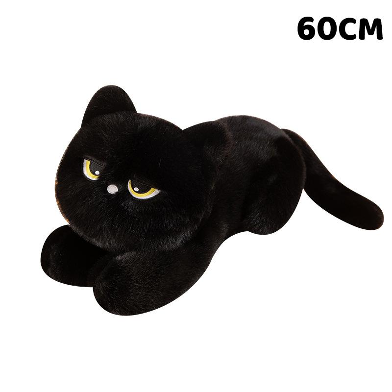Black Lying Cat Stuffed Animal Soft Fluffy Simulated Plush Doll for Cat Lovers Collectible Kids Gift