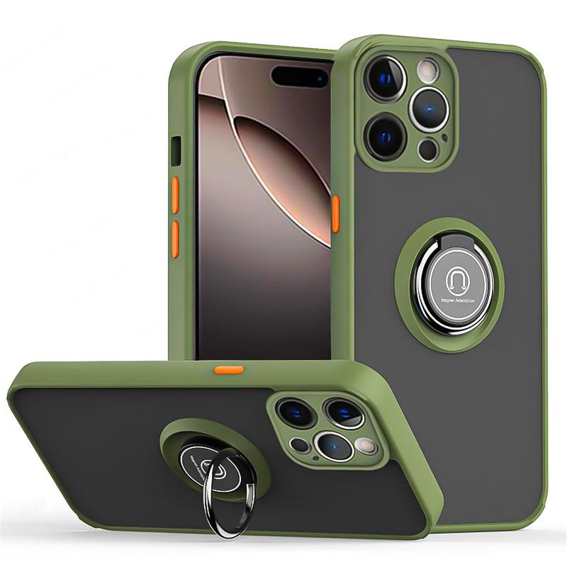 Matte magnetische Ring-Handyhüllen für iPhone 16 13 12 11 Pro Max Mini 16E Stoßfeste Hülle für iPhone 15 14 Pro Max 16 Plus Hülle