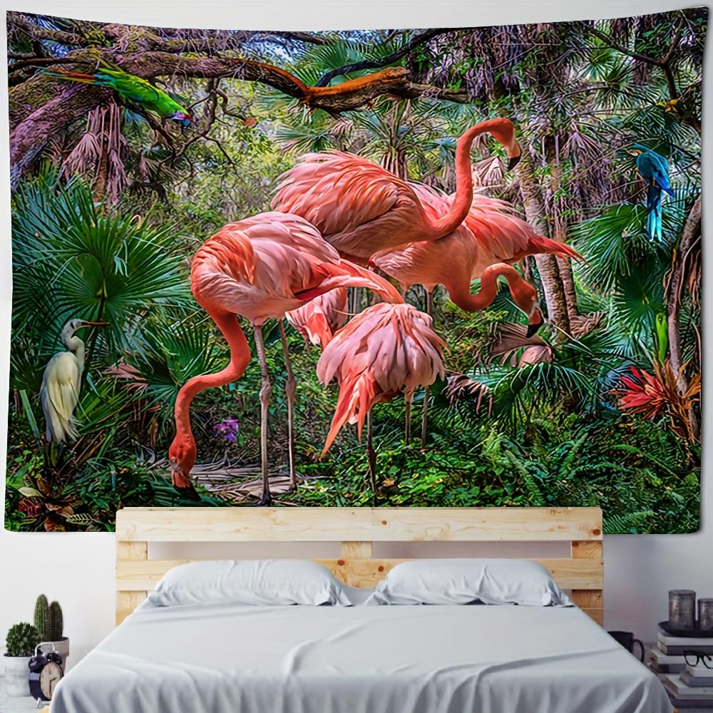 Tropical Flamingo Jungle Tapestry Exotic Birds Paradise Nature Wall Hanging Boho Decor Bedroom Art Print 70x100CM
