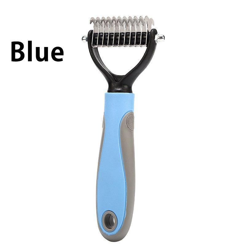 

Расческа для кошек и собак, для удаления шерсти, двухсторонний инструмент для кардинга, профессиональные принадлежности для чистки домашних животных 17*7cm синий