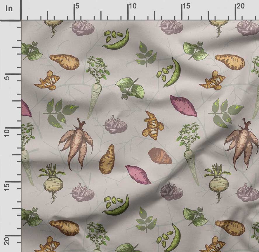 Soimoi Veggies Print,  Cotton Cambric, Quilting Fabric Sold by The Yard 42 Inch Wide, Medium Weight Cotton Fabric, Sewing  Supplies,Aquamarine