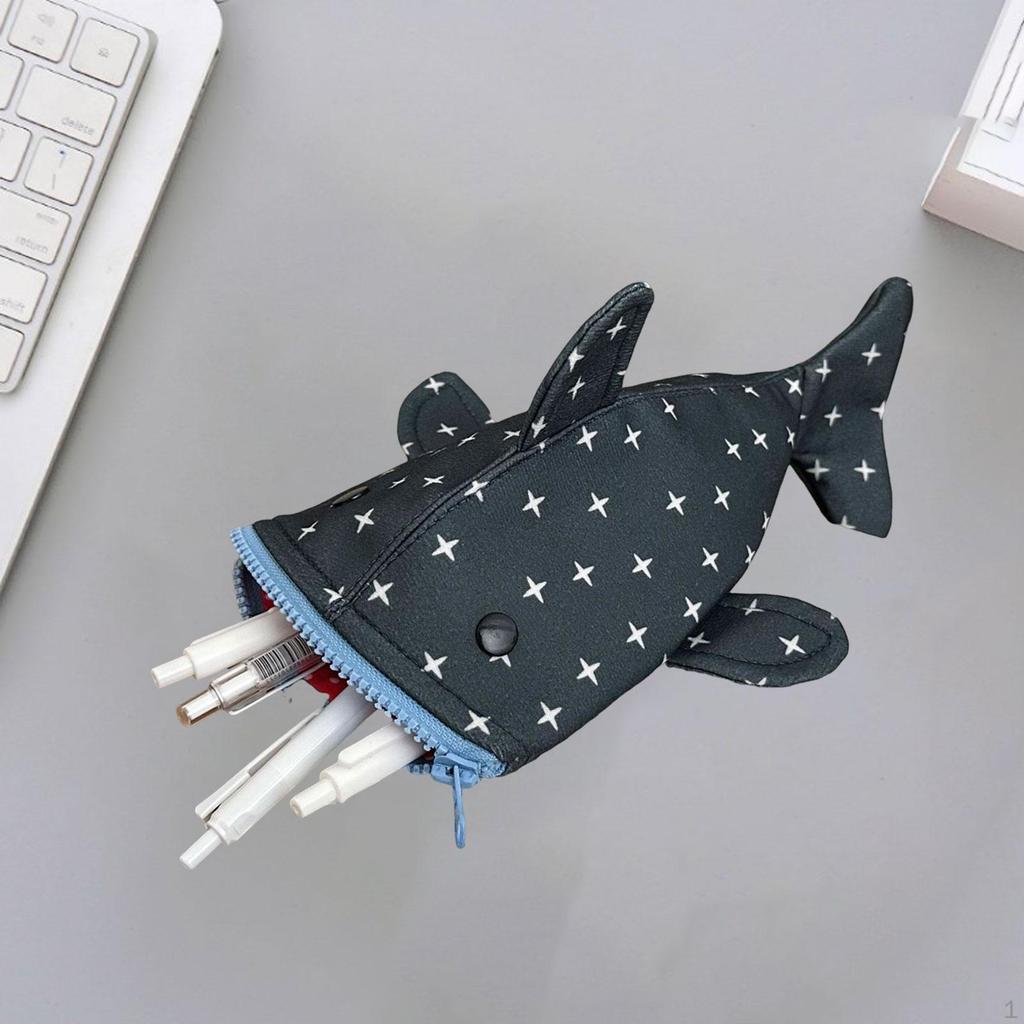 Portable Shark Pen Pouch Pencil Holder Versatile Novelty Large Capacity Accessory for Kids Teens