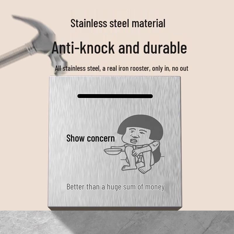 Large Capacity Stainless Steel Piggy Bank: Durable, Non-Removable, Drop-Proof Money Box for Adults & Kids