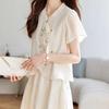 2024 Summer Women's Embroidered Chiffon Two-Piece Set: Chinese Style Shirt & Skirt
