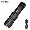 Powerful LED Flashlight Strong Light USB Charging Waterproof ABS Zoom Camping Light For Outdoor Hiking Emergency Lamp
