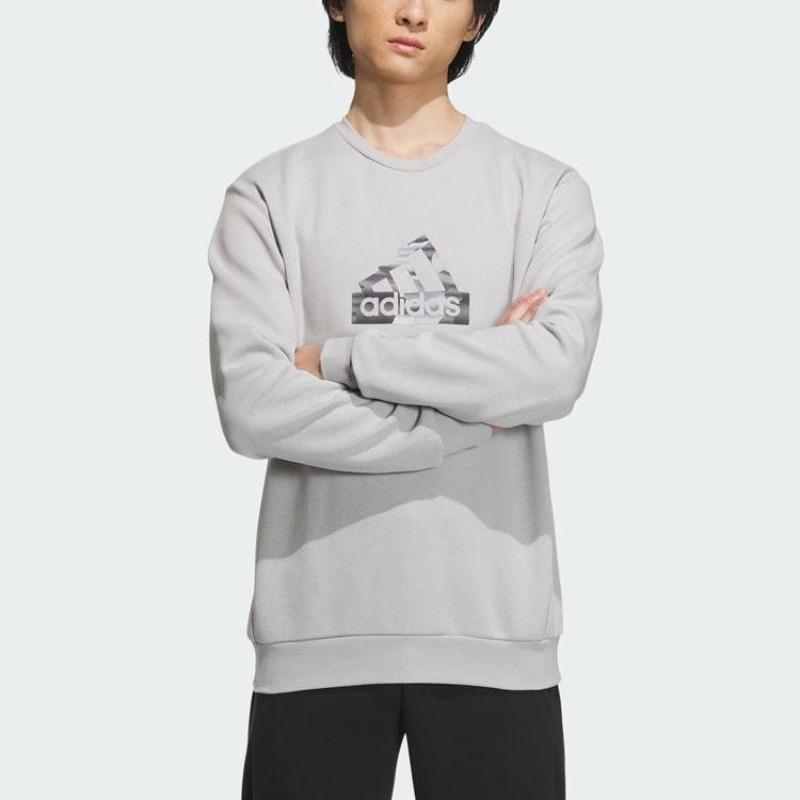 adidas City Escape Letter Logo Print Pullover Sweatshirt Men Tops Light-Grey IT3962