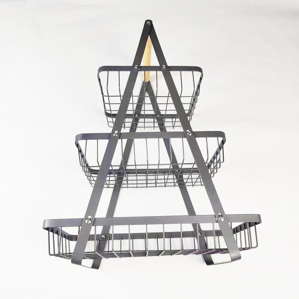 Wrought Iron Multi-Layer Storage Basket: Fruit, Bread, and Vegetable Organizer for Kitchen and Living Room