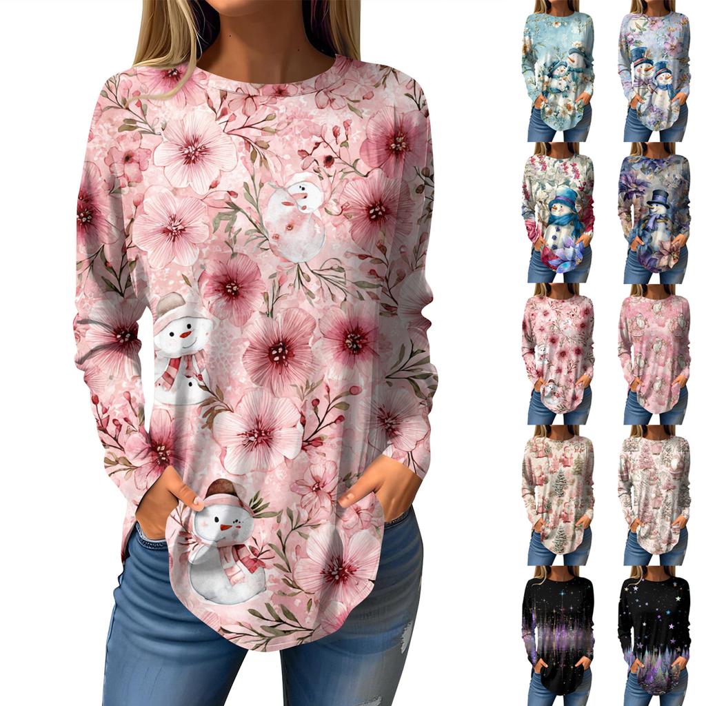 T-skjorter For kvinner Høst Uformelle Langermede skjorter Genser Vintage grafisk trykk Topp Genser Valentinsdag
