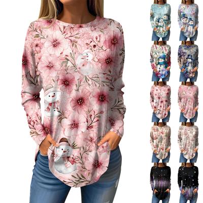 Tee Shirts For Women Fall Casual Long Sleeve Shirts Sweatshirt Vintage Graphic Printing Top Pullover Valentine's Day