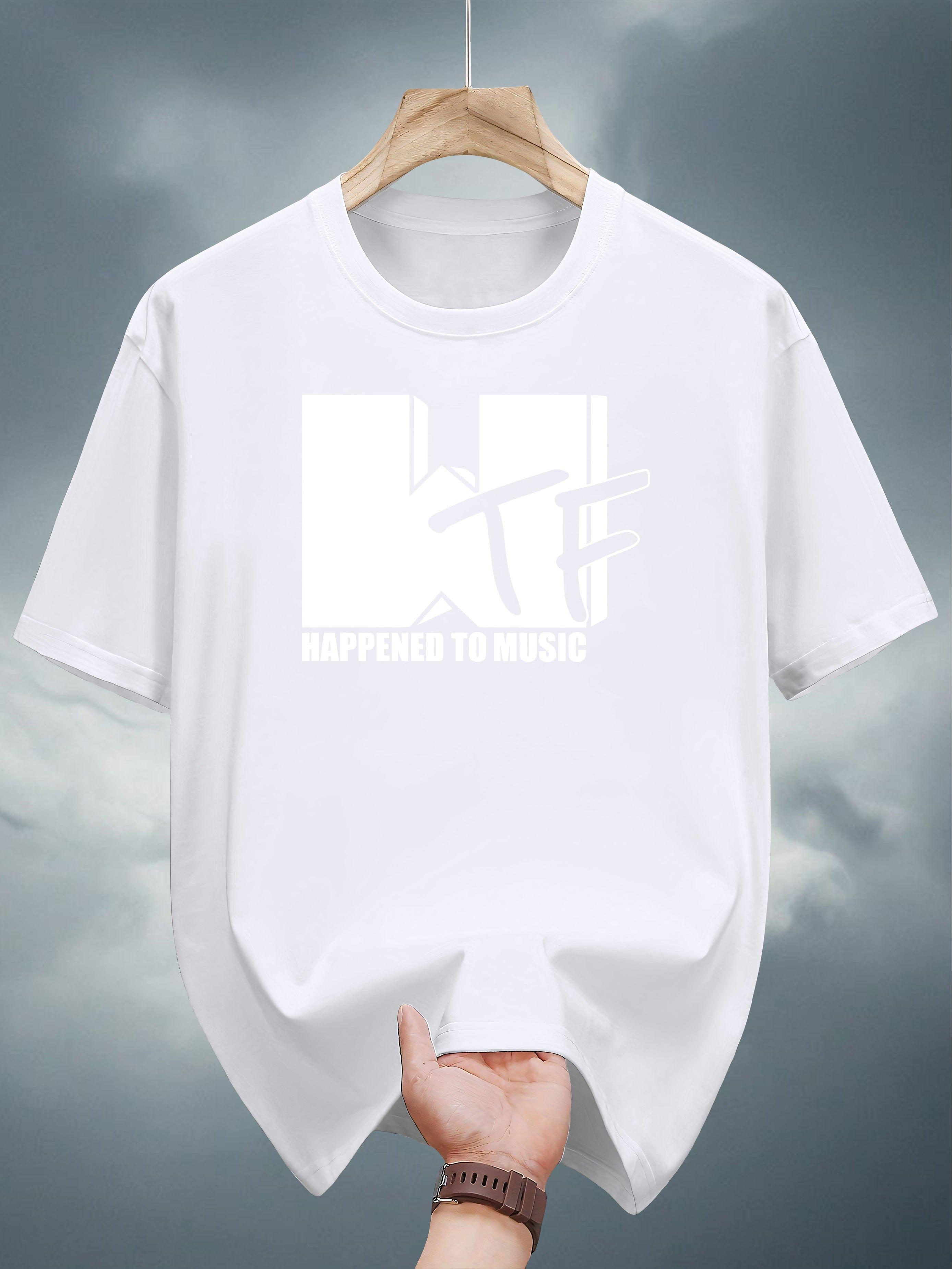 

Casual Cotton T-shirt with HAPPENED to MUSIC Graphic Print - Short Sleeve S