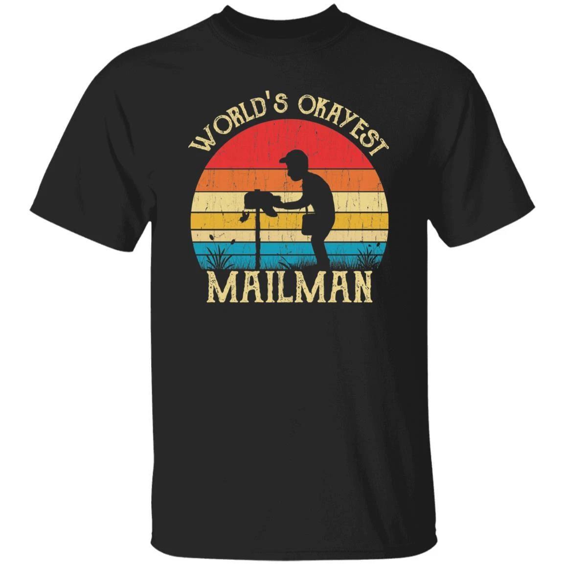Mailman Unisex Shirt World s Okayest Postman retro tee Black Dark Heather S