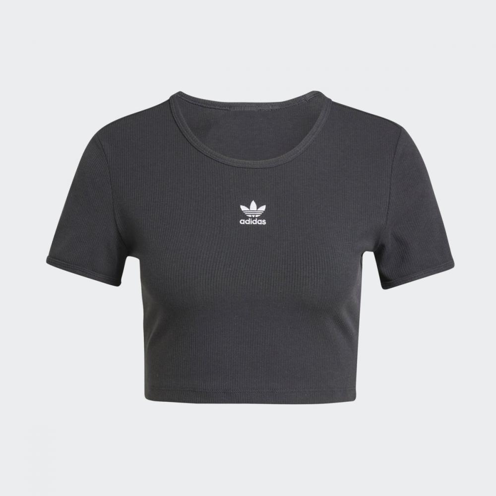 Adidas Essential Lip Tee Crop Top Black Iy9664
