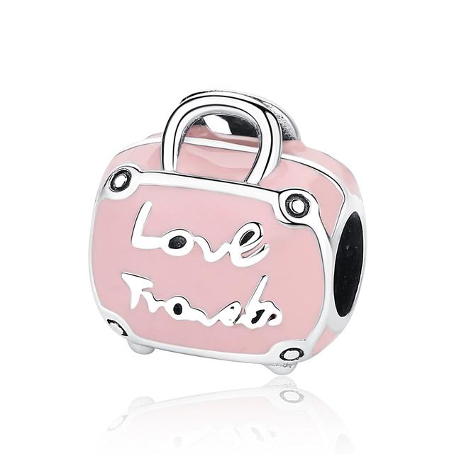 Original 925 Sterling Silver Charm Bead Travel London Bus Motorcycle Suitcase Charms Fit Fashion Bracelets Women Diy Jewelry