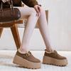 Fashion 2025 New 8cm Flat Platform Women Winter Loafers Fashion Suede Leather Basic Oxfords Outdoor Keep Warm Plush Ladies Shoes Woman