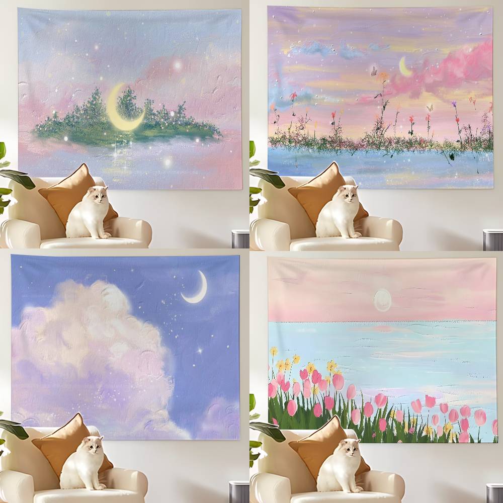 Landscape Oil Painting Tapestry Wall Hanging Tapestry Art Deco Blanket Curtain Hanging At Home Bedroom Living Room Decor