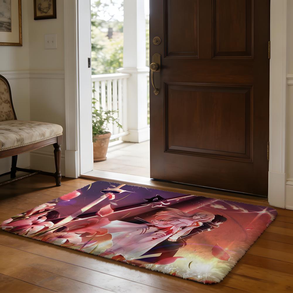 Hot Anime SSword Art Online Floor Mat Soft Flannel Absorbent Mat Non-Slip Rug Home Bedroom Bathroom