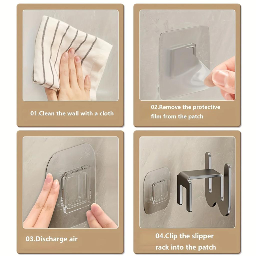 Aluminum Shoe Rack Wall-Mounted No Drill Adhesive with Suction Hooks Space Saving Organizer for Bathroom Door Back Storage