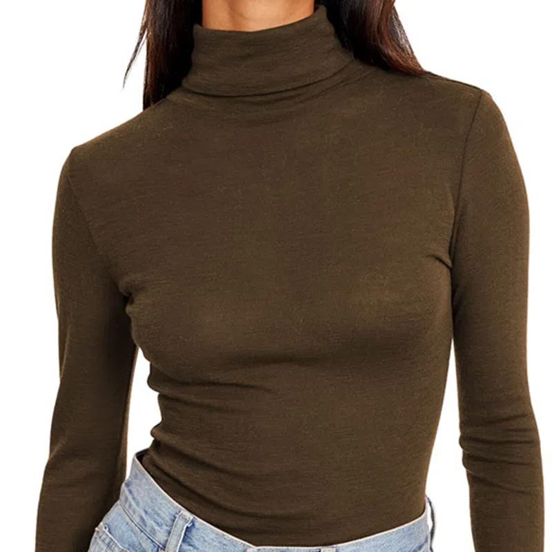 Women's Turtleneck Long Sleeve Shirts Fall Fashion Basic Thermal Underwear Tops Winter Clothes Turtleneck Top, Slim Fit Stretchy Mock Neck Shirt S-5XL