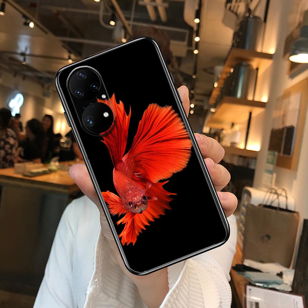 Etui na telefon z karpiem koi do Huawei p50 P40 p30 P20 10 9 8 Lite E Pro Plus czarne Etui Coque Malowanie Hoesjes komiks fas