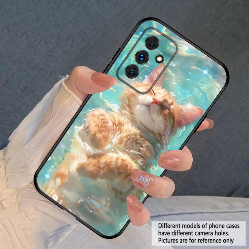 Cat In the Water For Samsung S20FE S 21 22 23 FE 24 Plus 25 Ultra Galaxy M23 32 34 35 52 53 54 55 5G Silicone Soft Phone Case