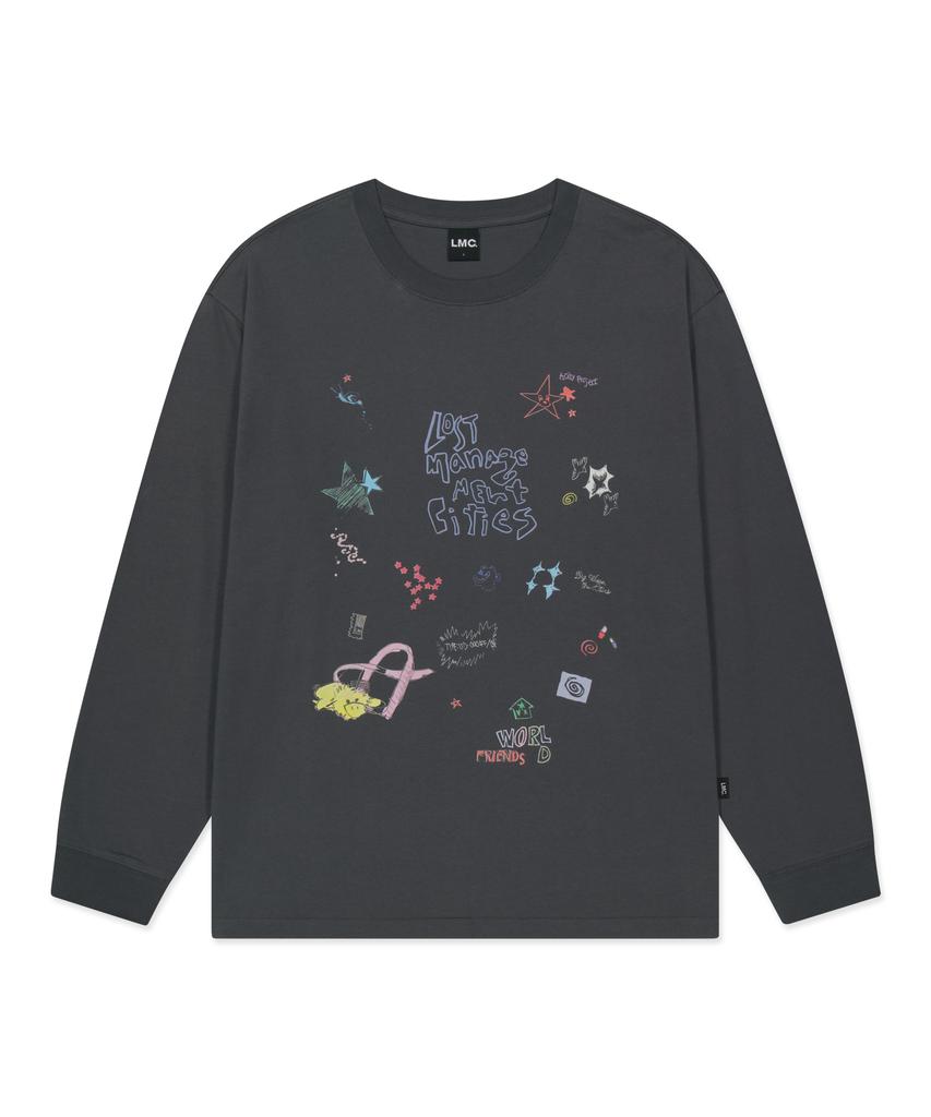 LMC Pen Drawing Long Slv Tee Charcoal