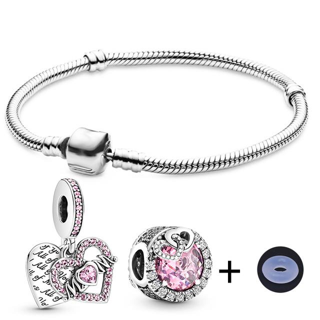 

Посеребренное покрытие, подвеска в форме сердца, бусины, браслеты-подвески для мам, женские браслеты, ювелирные изделия 18cm