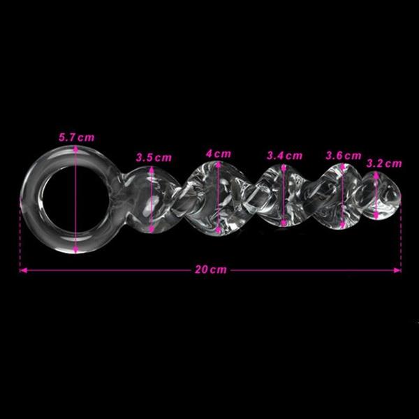 Spiral Glass Crystal Beads Anal Plug Wand