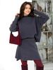 European and American style semi-turtleneck sweater set women's autumn and winter new loose knitted A-word hip-wrapped skirt two-piece set