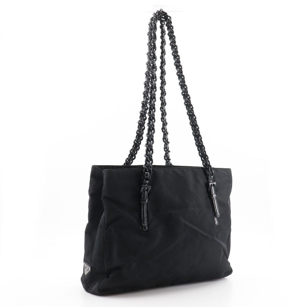 PRADA plastic chain Tote Bag black Nylon Women Used