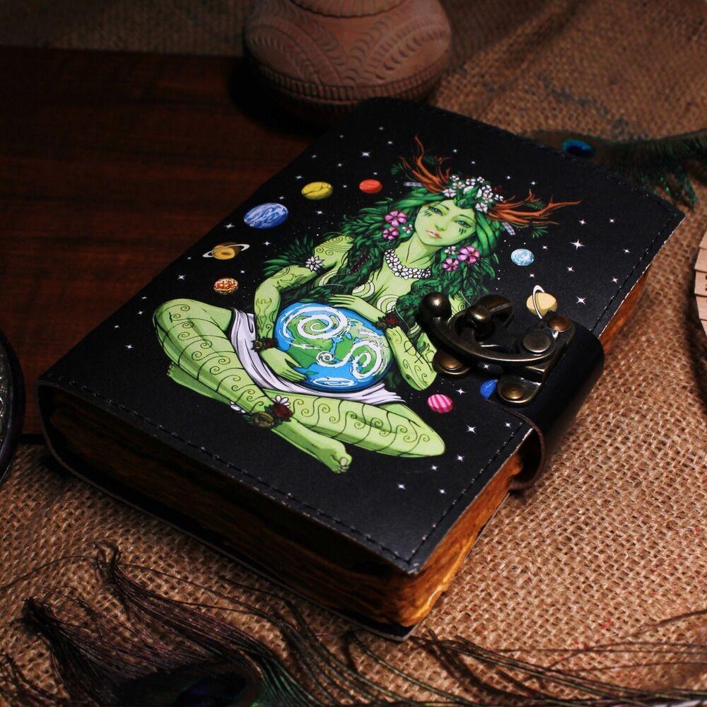 Book of Shadows Vintage Leather Journal Embossed Mother of Earth Antique
