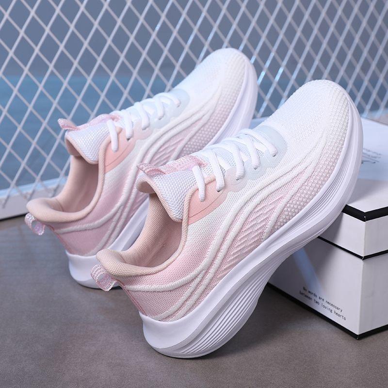 New Sports Shoes Women's Lightweight Thick-soled Mesh Breathable Fly-woven Shoes Young and Young Students Women's Casual Shoes