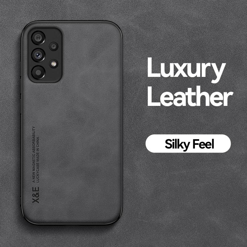 Build-in Magnetic Luxury Leather Phone Case For Samsung Galaxy A51 A71 A21S A12 A52 A72 A33 A53 A73 A13 M33 A50 Matte Back Cover