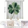 1Pc Four-Leaf Clover Shower Curtain With Water Droplets & Textured Light Gray Background - 70X70 Inch Polyester Bathroom Decor