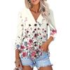 Women's Fashion Casual Printing Button-down Shirt 3/4 Long Sleeve Tops