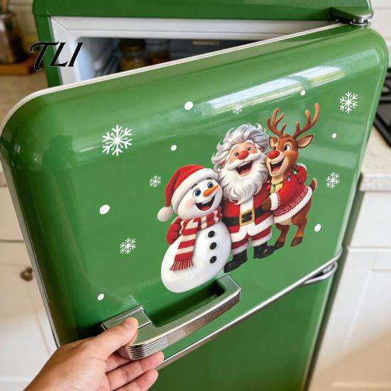 Easy Install Holiday Accents Christmas Window Clings, Peel And Stick Winter Santa Snowman Reindeer DIY Festive Home Supplies Decals, PVC Xmas