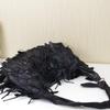 Genuine Black Tassel Resistant Shoulder Bag for Women Large Capacity Sheepskin Shoulder Bag High Quality