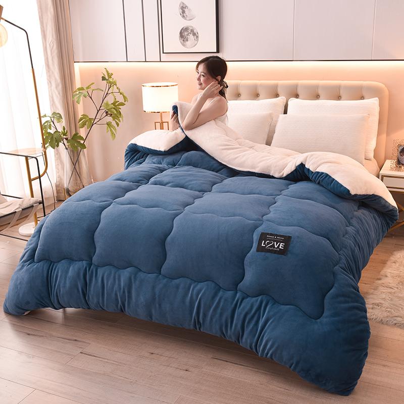Thiened Lamb Velvet Blanket Double-Sided Coral Velvet Warm Winter Quilt Duvet Core Cotton Cover for Autumn And Winter