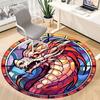 1pc StainedGlass DragonHead Office Round Area Rug, Indoor Mat Suitable For Office, Under Office Chairs Bedroom Living Room Home Decor, Room Deco 086