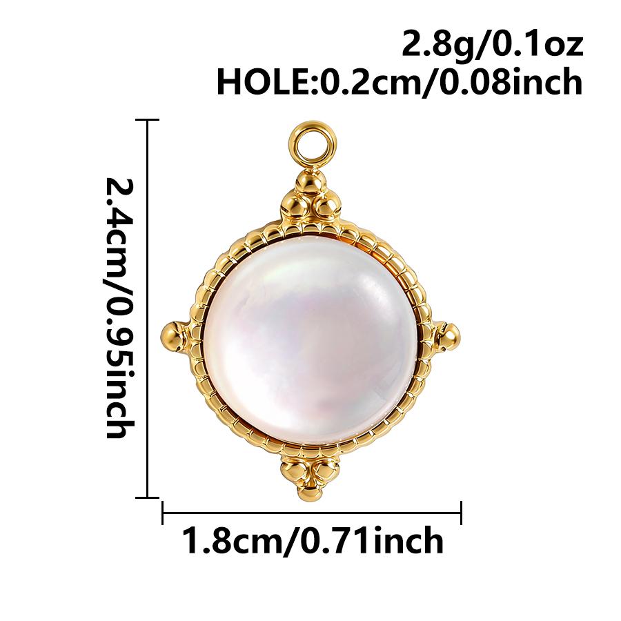 3pcs Gold/Silver Color PVD Metal Charms White Shell Stainless Steel Pendants For Jewelry Making Supplies Rhinestone DIY Pendant