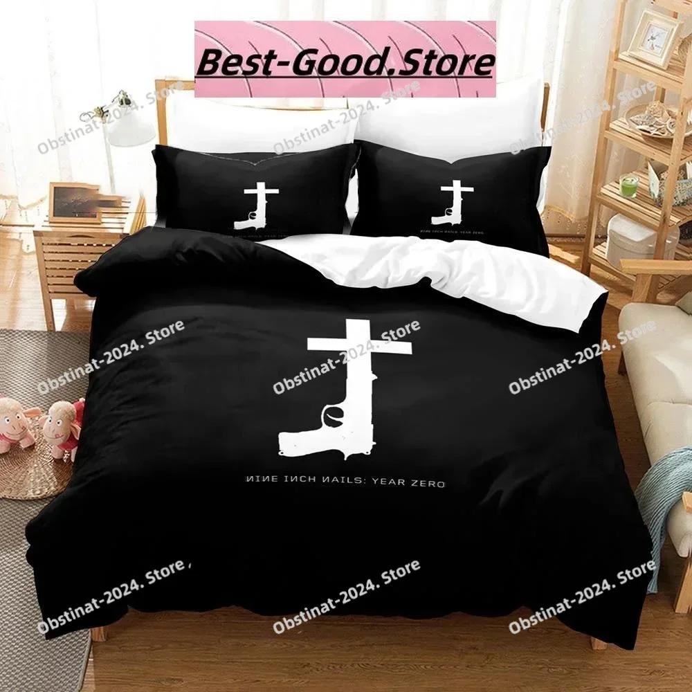 3D Fashion Nine Inch Nails NIN Bedding Set Print Comforter Quilt Bed Cover Duvet Cover Pillow Case 3 Pieces Sets Kids Adult Size