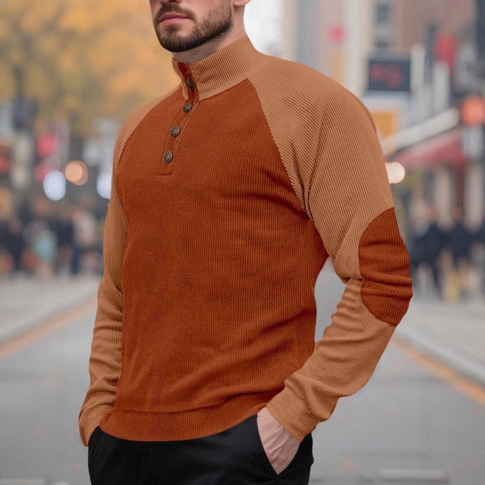Winter Men's Outdoor Long-sleeved Casual Stand-up Collar Loose Corduroy Men's Long-sleeved Sweatshirt