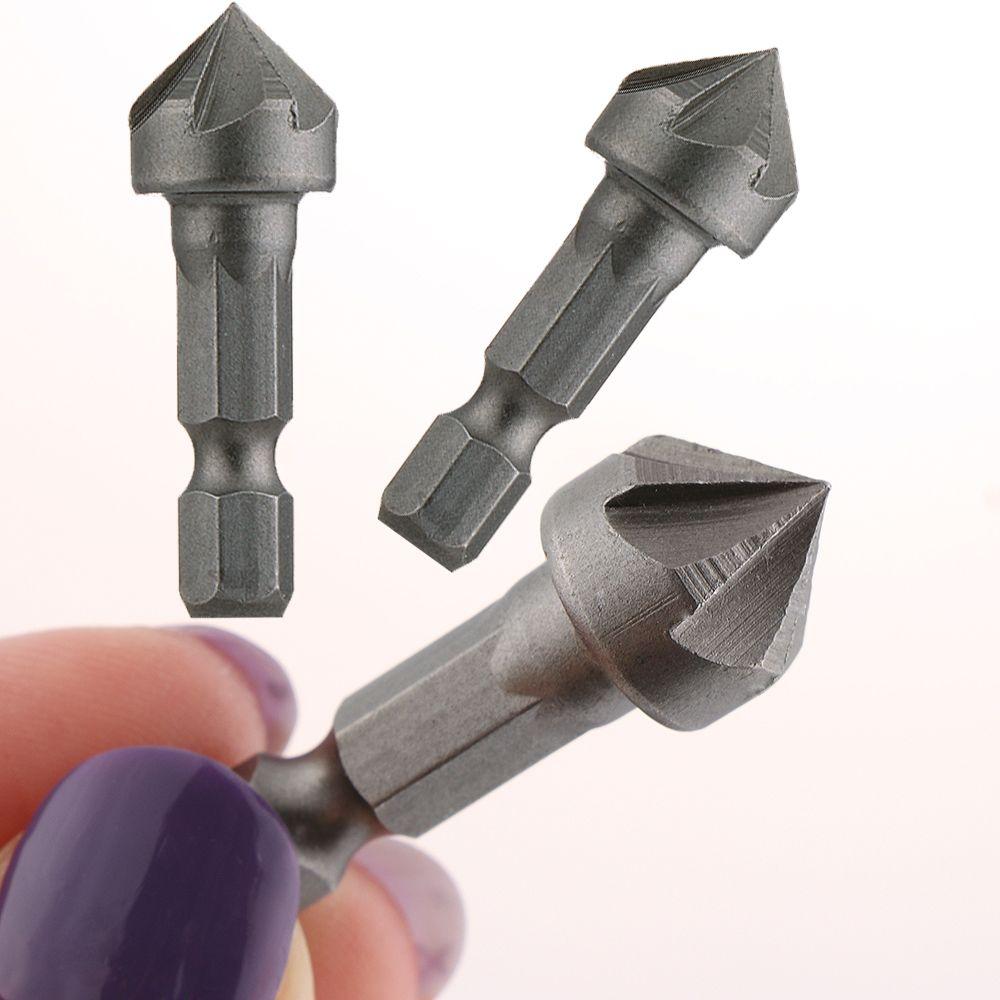 90 Degree Remove Burr Tools 1/4" Hex Shank Countersink Drill Deburring Drilling Chamfer Bit Cutter