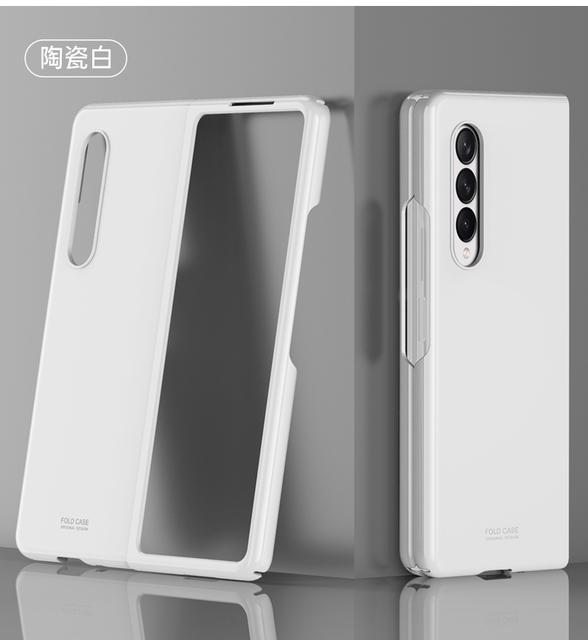 

Чехол для Samsung Galaxy Z Fold 3 Ультратонкий защитный чехол с цветным тиснением, голый металл, ощущение руки на 360 градусов, всесторонняя защита for Galaxy Z Fold 3 белый