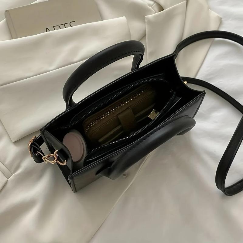 Trendige quadratische Handtasche für Damen, einfache Mini-Umhängetasche, minimalistische Oberhenkeltasche, einfarbige Geldbörse, Designertasche