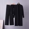 Cross-border autumn and winter knitted cardigan women's new Korean version lazy wind loose soft waxy sweater vest three-piece set women