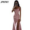 JPNTKY Moda Estiva Primaverile Colore Unico Stampa Senza Maniche Scollo a V Abiti Casual